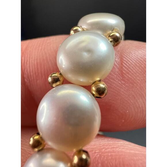 Vintage 14k gold freshwater pearl bracelet - Picture 4 of 14